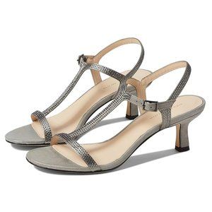 Pelle Moda Womens Iya Rhinestone Jeweled Pewter Silver Dress Sandals Heels Shoes